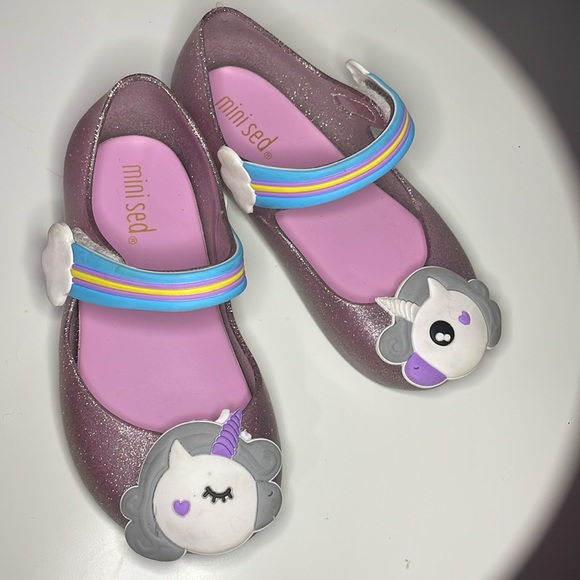 MINI SED SANDALS JELLY shoes girls, glitter Unicorn, SIZE 9 - Picture 1 of 15